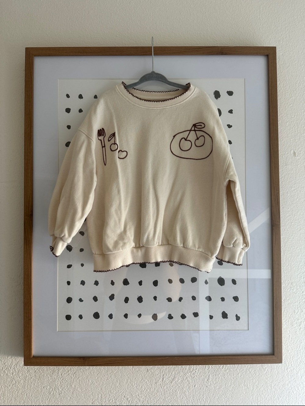 Zara Cream Sweater with Brown Cherry Sketch